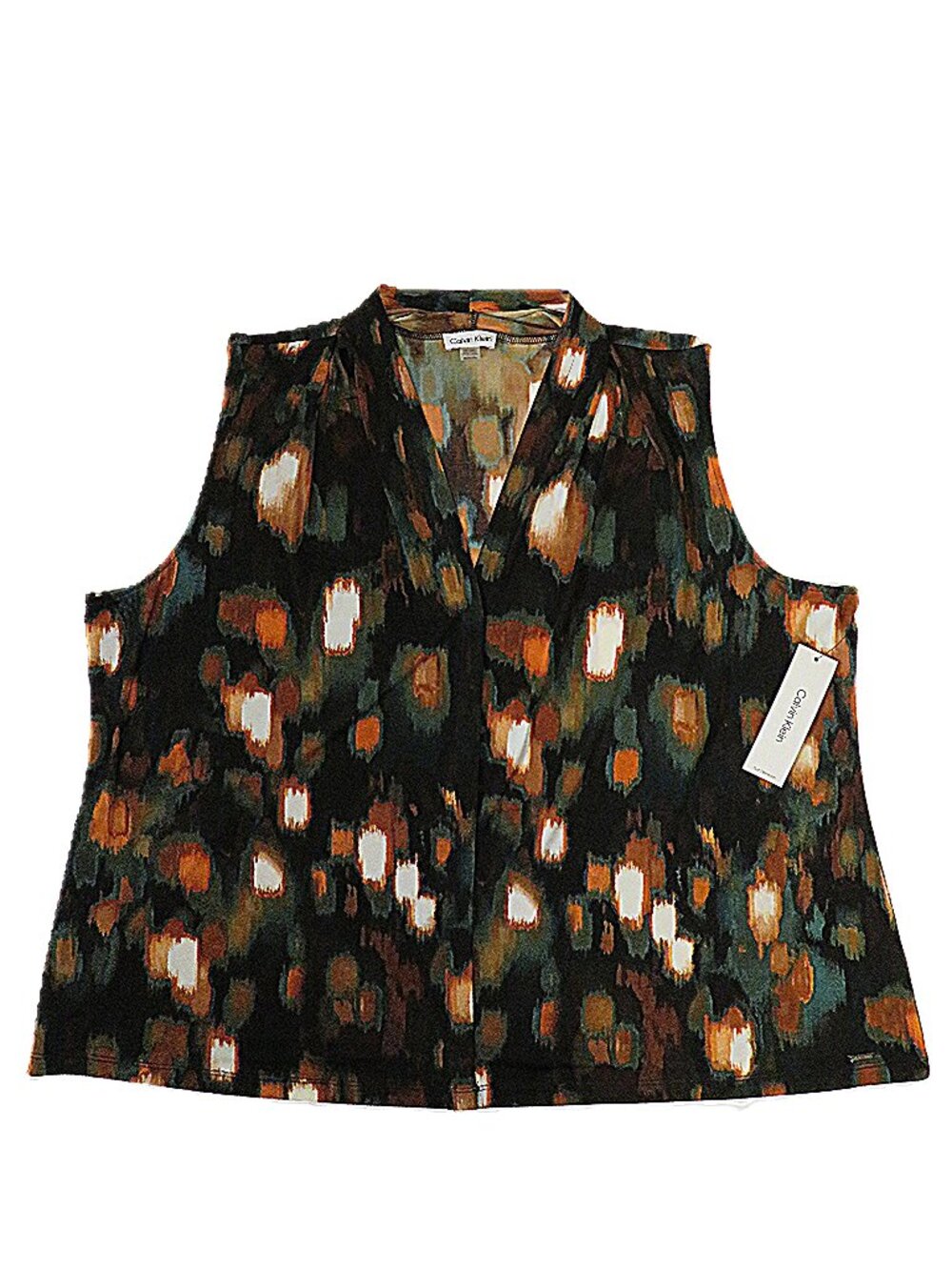 Calvin Klein 3X Blouse NWT Plus‎ Size Abstract V Neck Tank Top